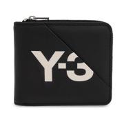 Leren portemonnee met bedrukt logo Y-3 , Black , Unisex