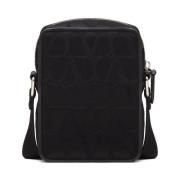 Zwarte Nylon Schoudertas met Lint Valentino Garavani , Black , Heren