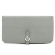 Pre-owned Leather wallets Hermès Vintage , Gray , Dames