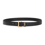 Zwart Leren Riem Saint Laurent , Black , Heren