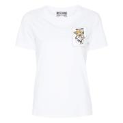 Witte Crewneck Bedrukte T-shirts en Polos Moschino , White , Dames