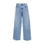 Blauwe Denim Wijde Pijp Jeans Versace , Blue , Heren