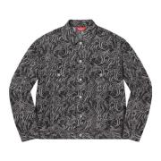 Script Jacquard Denim Trucker Jacket Supreme , Black , Heren