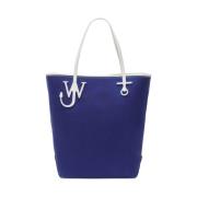 Blauw Logo Wit Handvat Tote Tas JW Anderson , Blue , Dames