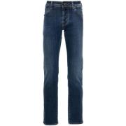 Logo Patch Slim Fit Jeans Jacob Cohën , Blue , Heren