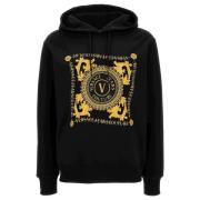 Logo-Print Katoenen Hoodie Versace , Black , Heren