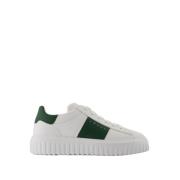 Zwarte Leren Sneakers met H Strepen Hogan , White , Heren