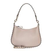 Rockstud Blush Pink Leren Hobo Tas Valentino Garavani , Beige , Dames