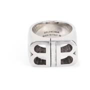 Antiek Zilveren Pitbull Signet Ring Balenciaga , Gray , Unisex