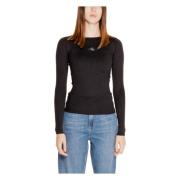 Strak Geweven Label Dames Trui Calvin Klein Jeans , Black , Dames