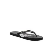 Platte PVC Logo Print Sandalen Emporio Armani , Black , Heren