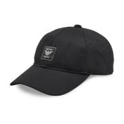 Zwarte Logo Patch Cap - Gestikt Emporio Armani , Black , Heren