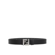 Zwart Leren Omkeerbare Riem Ss22 Fendi , Black , Heren