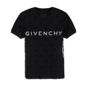 Zwarte T-shirts en Polos met Witte Print Givenchy , Black , Dames