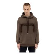 Katoenen Fleece Hoodie Lanvin , Brown , Heren