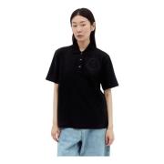 Logo Patch Polo Shirt Moncler , Black , Dames