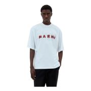 Logo Print T-Shirt van katoenen jersey Marni , White , Heren