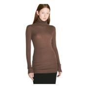 Wollen Gebreide Hoge Hals Trui Rick Owens , Brown , Dames