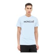 Katoenen Jersey Logo Patch T-Shirt Moncler , White , Heren