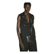 Cargo Vest in Zwaar Katoenmix Poplin Rick Owens , Black , Heren