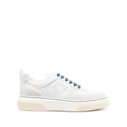 Witte Sneakers met Gancini Logo Detail Salvatore Ferragamo , White , H...