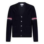 Blauwe V-hals Gebreide Vest Thom Browne , Blue , Heren