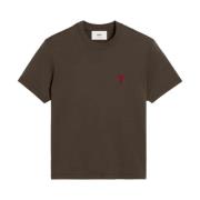 Geborduurd logo t-shirt Ami Paris , Brown , Heren