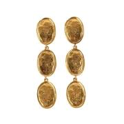 Pre-owned Metal earrings Chanel Vintage , Yellow , Dames