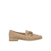 Studded Leren Mocassin Alma EN Pena , Beige , Dames