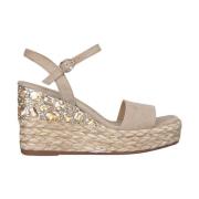 Rhinestone Wedge Sandal with Braided Detail Alma EN Pena , Beige , Dam...