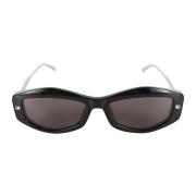 Zwart Zilver Rook Zonnebril Alexander McQueen , Black , Dames