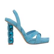 Kristal Hak Leren Sandaal Alma EN Pena , Blue , Dames