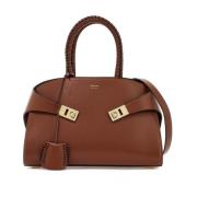 Gevlochten Hug Handtas met Gancini Gespen Salvatore Ferragamo , Brown ...