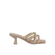 Kristalband Kitten Heel Sandaal Alma EN Pena , Beige , Dames