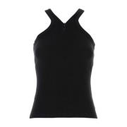 Stretch Katoenen Tanktop Courrèges , Black , Dames