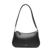 Zwarte Lamsschouder Tas met Logo Lanvin , Black , Dames