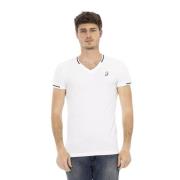 Urban V-hals Tee met Borstprint Trussardi , White , Heren