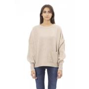 Beige kasjmiermix trui met ronde halslijn Baldinini , Beige , Dames