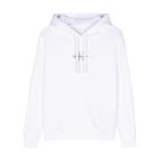 Witte Hoodie Sweater Katoen Jersey Geborduurd Logo Calvin Klein Jeans ...