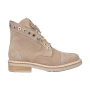 Studded Leather Lace-Up Boot Alma EN Pena , Beige , Dames