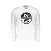 Wit Sweatshirt met Lange Mouwen en Print North Sails , White , Heren