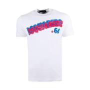 Katoenen T-shirt met contrasterende voorkantprint Dsquared2 , White , ...