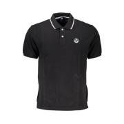 Zwarte Katoenen Poloshirt met Korte Mouwen North Sails , Black , Heren