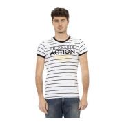 Gestreept Logo T-shirt Lente/Zomer Heren Trussardi , White , Heren