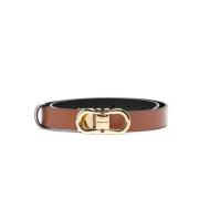 Bruin leren Gancini riem Salvatore Ferragamo , Brown , Dames