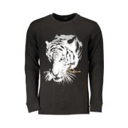 Zwarte Katoenen Sweatshirt met Print Logo Cavalli Class , Black , Here...