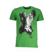 Print Logo Ronde Hals T-shirt Cavalli Class , Green , Heren