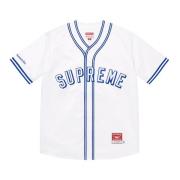 Beperkte oplage Satijnen Baseball Jersey Wit Supreme , White , Heren