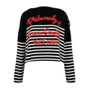 Gestreepte Gebreide Bardot Trui Philosophy di Lorenzo Serafini , Black...