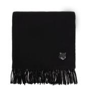 Wollen sjaal met logopatch Maison Kitsuné , Black , Dames